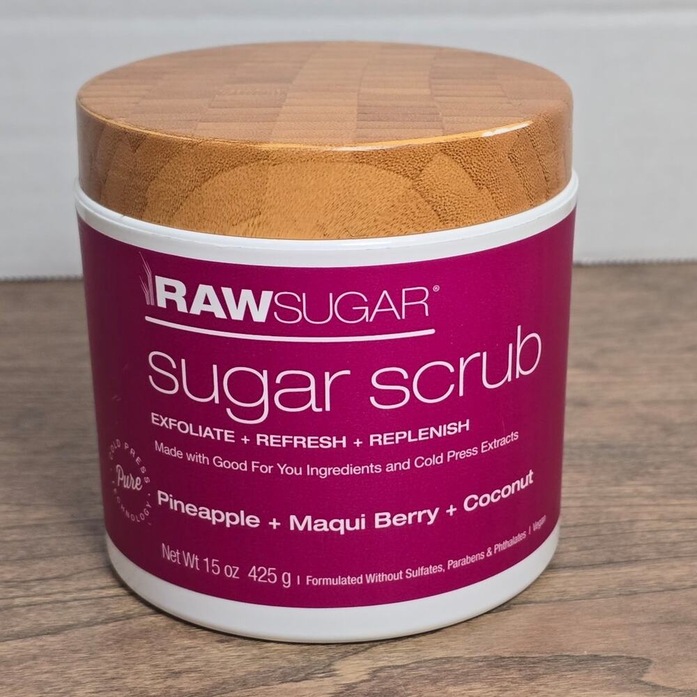 RAW SUGAR Sugar Scrub Pineapple Maqui Berry Coconut 15 oz